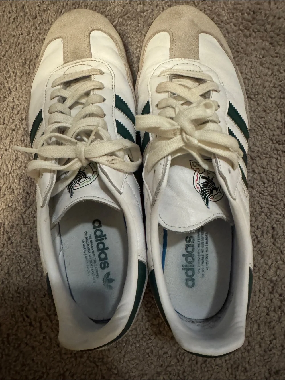 adidas Men’s White & Green Mexico Classic Samba Sneakers